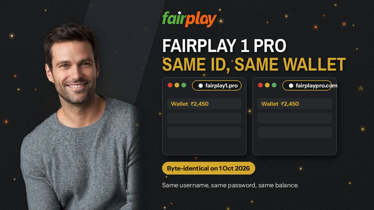 Banner showing the FairPlay 1 Pro digit-one mirror beside the main lobby address
