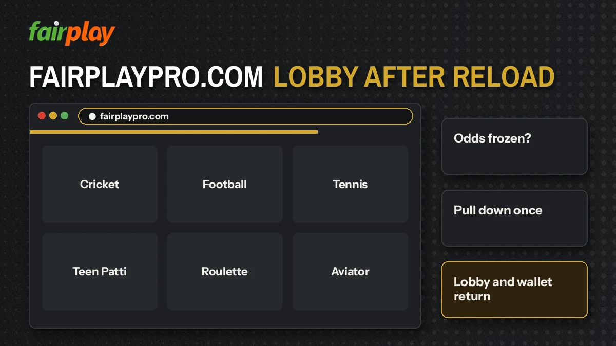Phone showing the FairPlay Pro dot-com lobby loading after a reload
