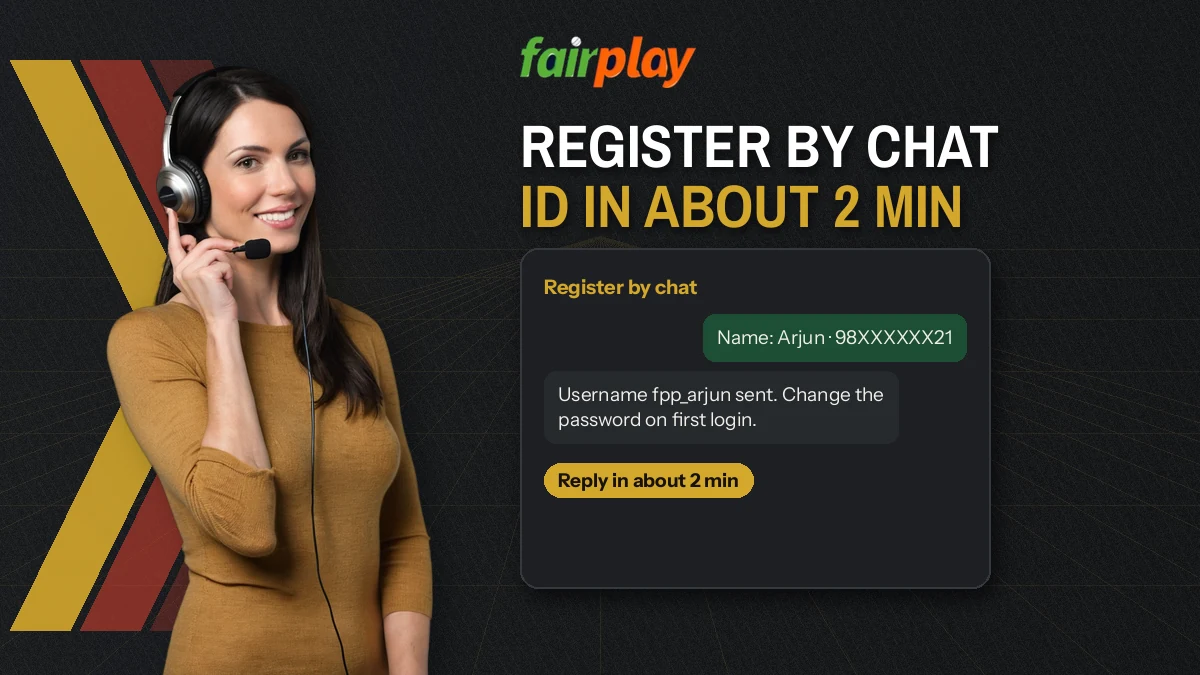 Desk agent with a headset confirming a fresh FairPlay Pro ID over WhatsApp chat