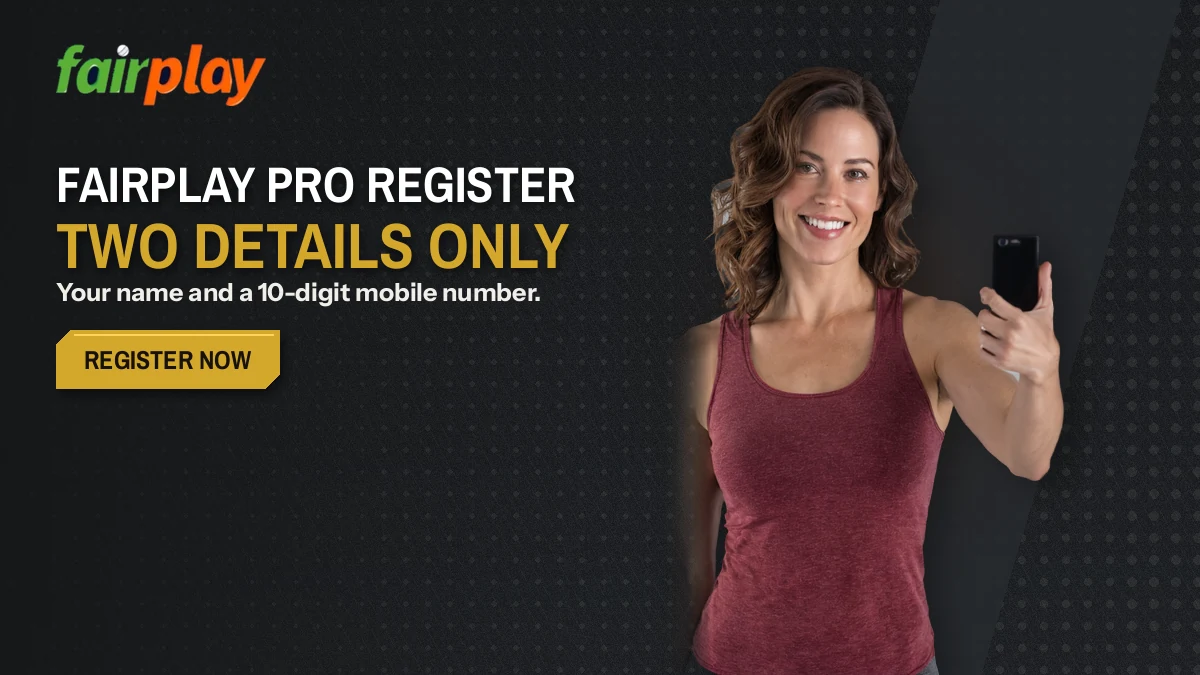 Smiling adult fan holding one phone beside the FairPlay Pro two-detail sign-up promise