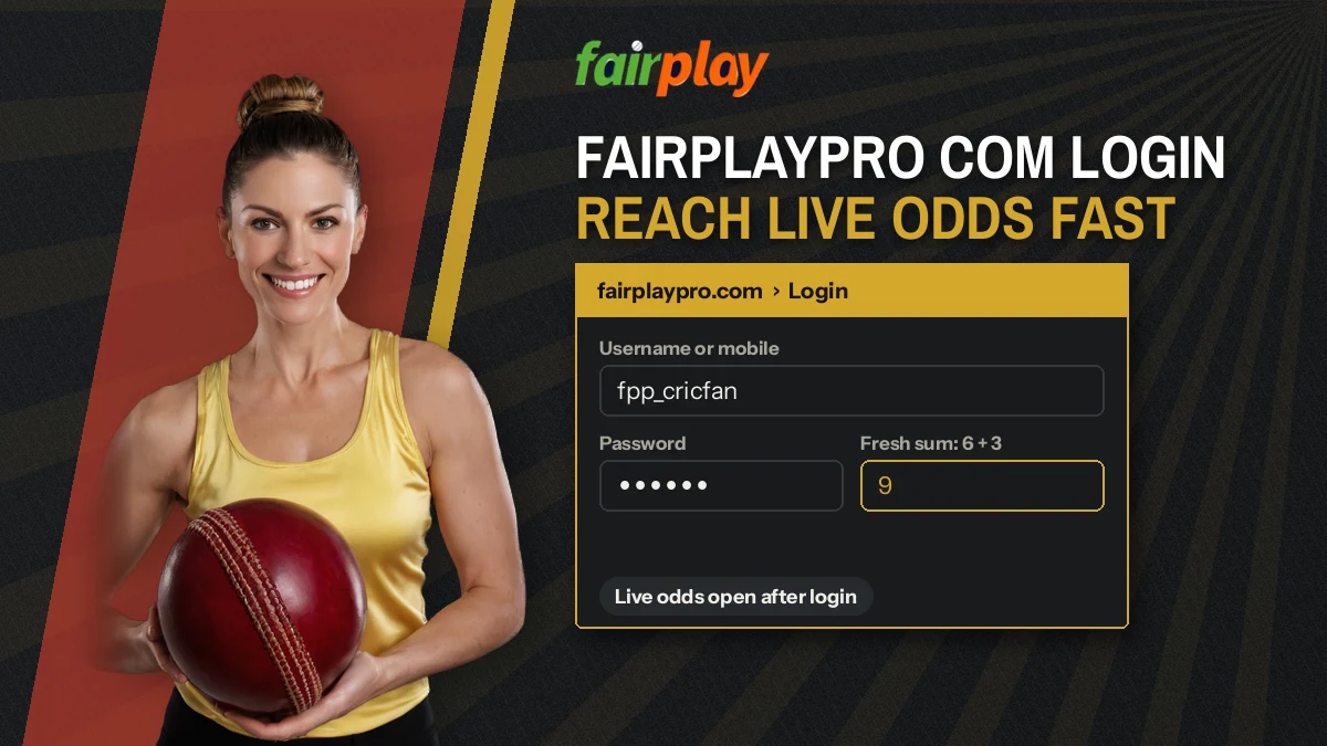 Sign-in box laid over the FairPlay Pro lobby asking for username, password and a one-digit sum
