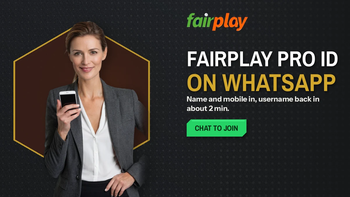 Smiling desk agent with a phone showing a FairPlay Pro ID request over WhatsApp chat