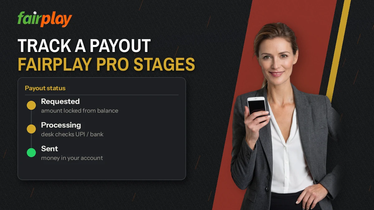 Desk agent confirming a late FairPlay Pro UPI payout using the reference number
