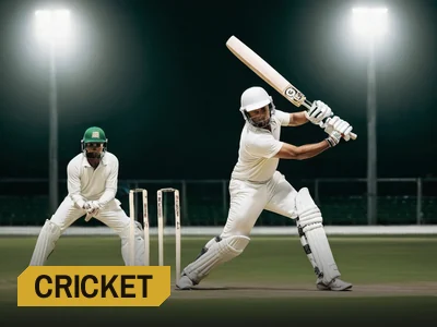 Batter mid-drive on a floodlit pitch for the FairPlay Pro cricket tile