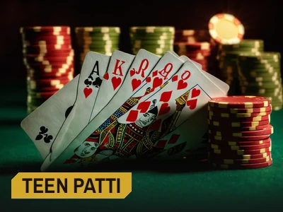 Three dealt cards face up on the FairPlay Pro teen patti table